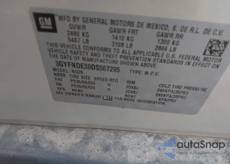 2013 Cadillac Srx Performance Collection z USA, uszkodzony, nr VIN 3GYFNDE38DS567295